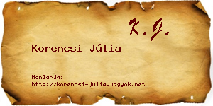 Korencsi Júlia névjegykártya